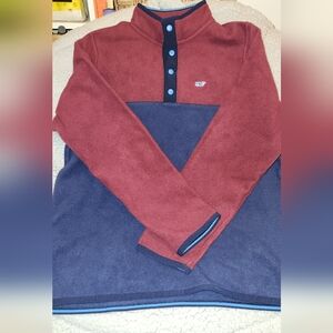 Vineyard Vines Harbor Fleece Quarter snap Shirt Boys L (16)